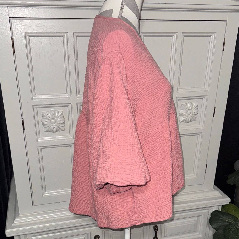 Cato Pink V-Neck Women's Gauzy Top Size Large - Picture 6 of 10